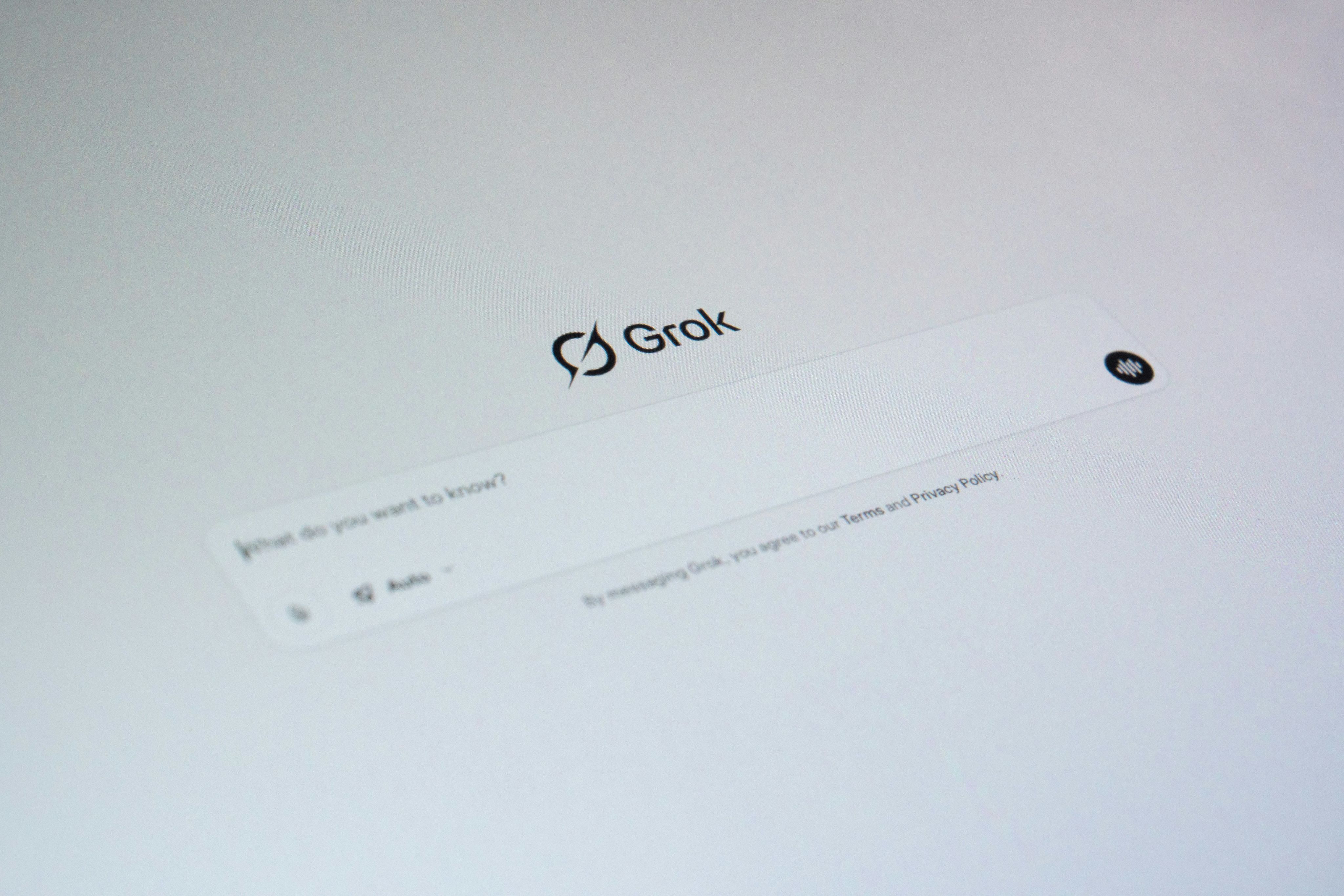 Grok ai interface with a question prompt